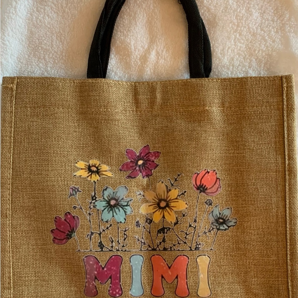 Floral Tan Tote Bag